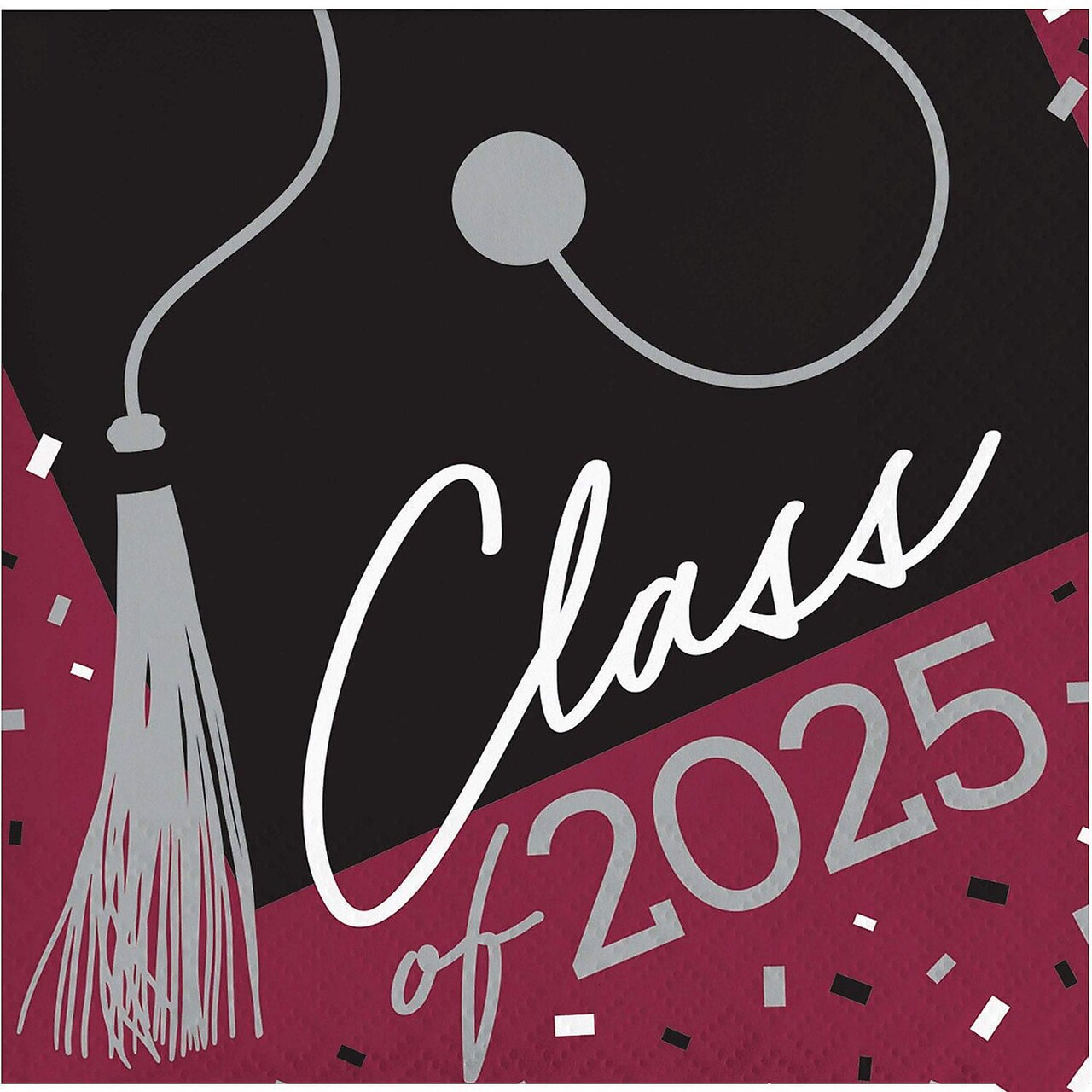 Creative Converting School Spirit Burgundy Class of 2025 Beverage Napkins 108 Count
